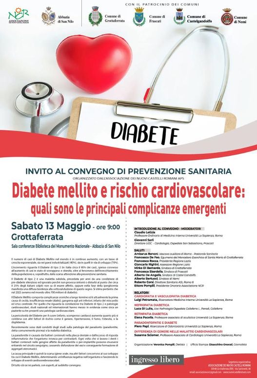 Grottaferrata: convegno di prevenzione sanitaria sul diabete alla Biblioteca dell’Abbazia di San Nilo