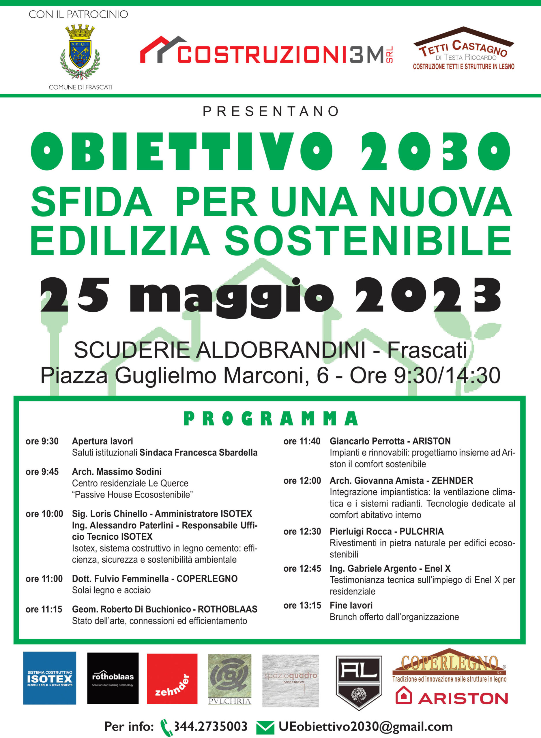 Frascati, il 25 maggio il Convegno sull’Edilizia Ecosostenibile alle Scuderie Aldobrandini, con amministratori pubblici, tecnici e imprenditori edili