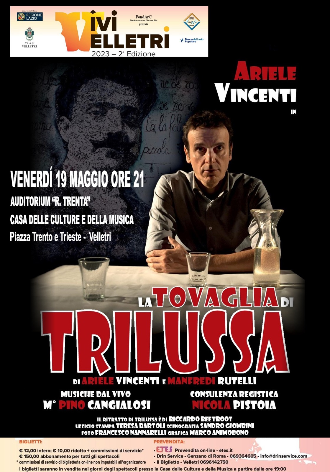 Continua la rassegna “Vivi Velletri” alla Casa delle Culture: Ariele Vincenti in scena con “La Tovaglia di Trilussa”