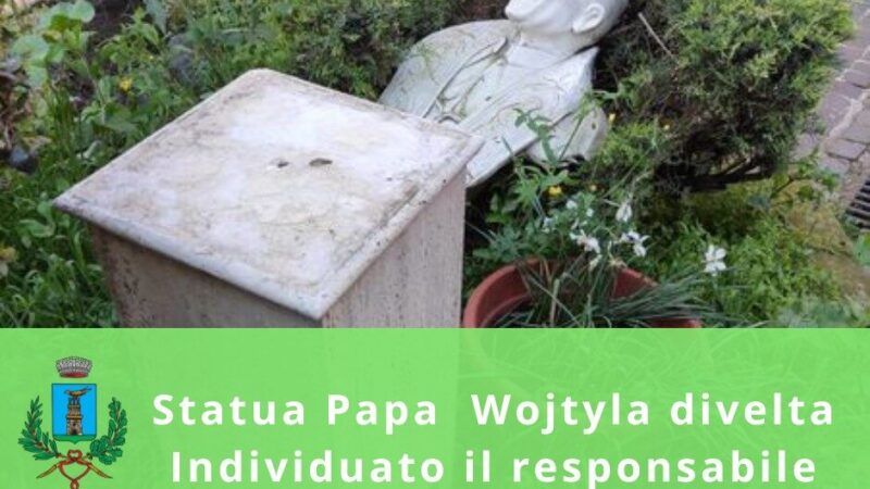 Rocca Priora, individuato il responsabile dell’atto vandalico di questa mattina sulla statua di Papa Wojtyla