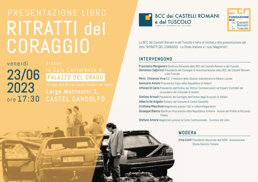 Castel Gandolfo, il libro “Ritratti del coraggio”. Le storie dei 27 magistrati uccisi da criminalità e mafia