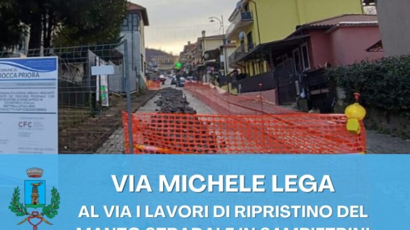 Rocca Priora, Via Michele Lega: al via il ripristino del manto stradale in sampietrini