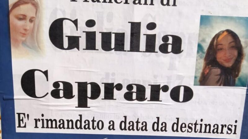 Albano, funerale di Giulia Capraro annullato