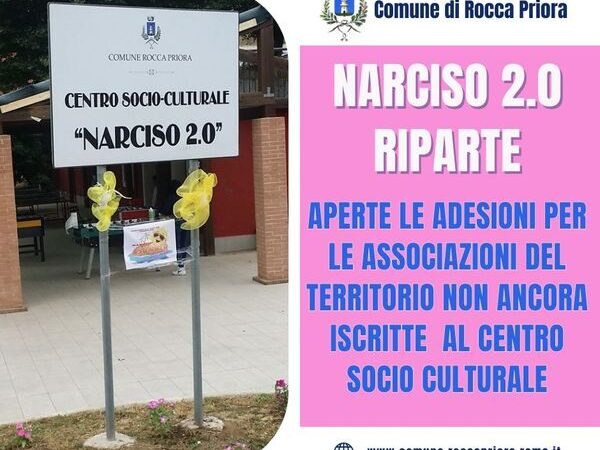 Rocca Priora, riaperti i termini per l’iscrizione al centro socio Culturale “Narciso 2.0”