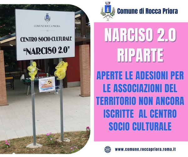 Rocca Priora, riaperti i termini per l’iscrizione al centro socio Culturale “Narciso 2.0”