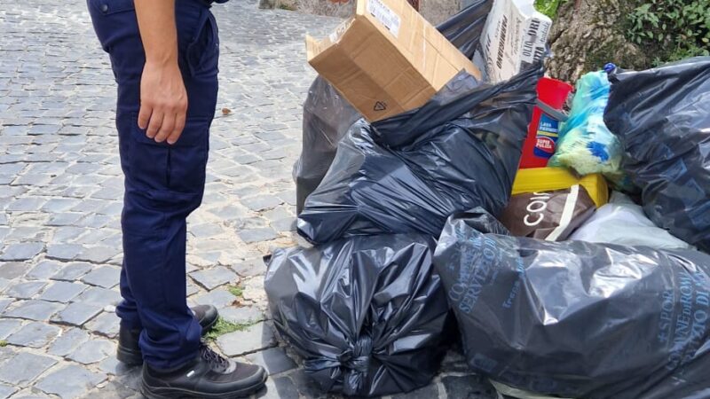 Rocca di Papa, intervento della Polizia Locale contro l’abbandono dei rifiuti per la pubblica via