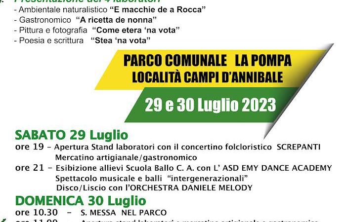 Rocca di Papa, prima Festa dell’Incontro Intergenerazionale presso il Parco Comunale “La Pompa”