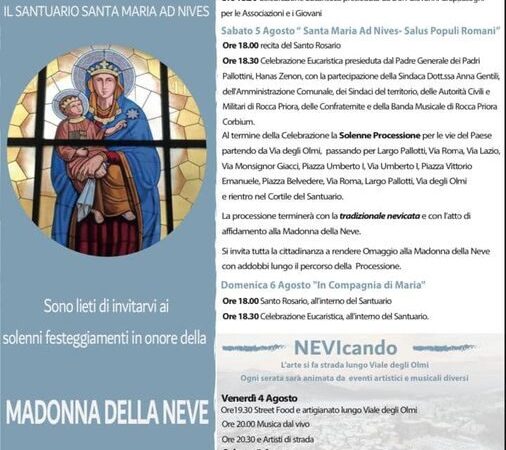 Rocca Priora, Festa della Madonna della Neve, l’incanto della nevicata d’agosto e “L’arte che si fa strada”