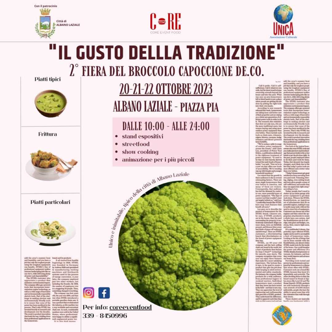 Albano, al via la seconda edizione della Fiera del Broccolo Capoccione