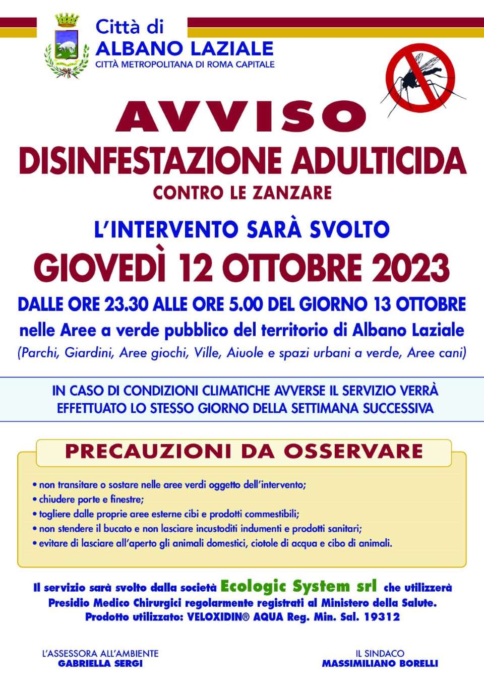 Albano Laziale, disinfestazione e derattizzazione sul territorio comunale