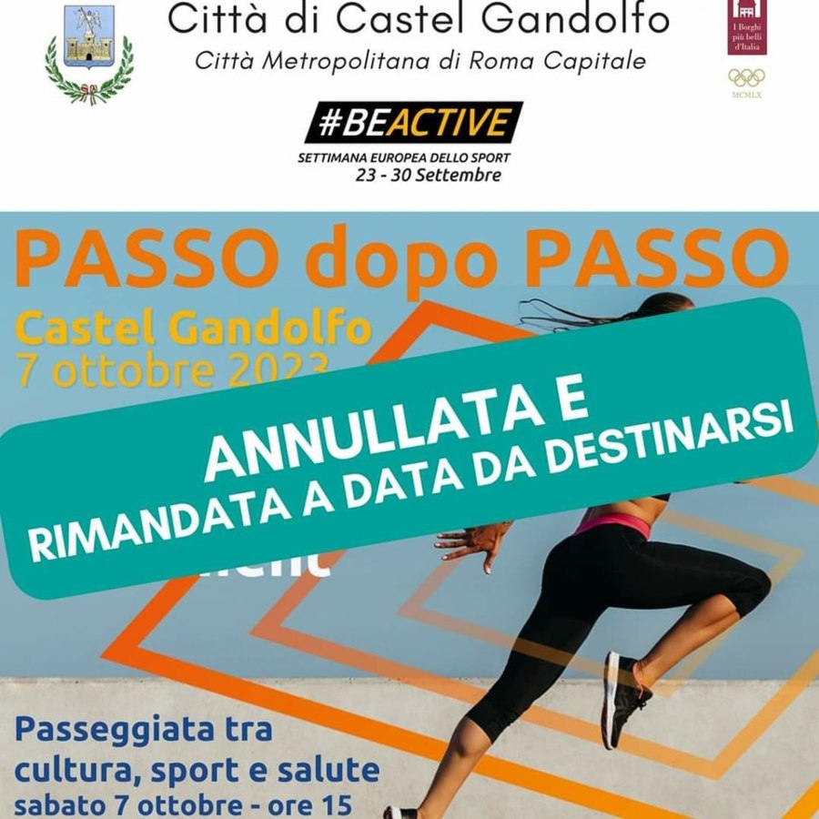 Castel Gandolfo, evento “Passo dopo Passo” annullato