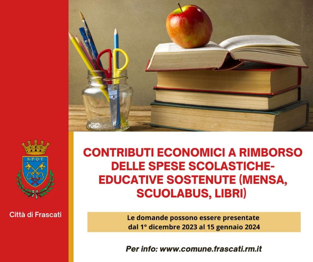 Frascati, concessione di rimborso delle spese scolastiche-educative del 2023