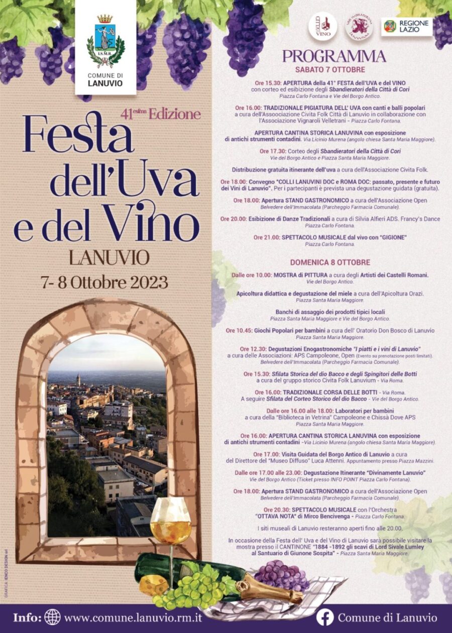 Lanuvio, nel fine settimana la 41^ edizione della Festa dell’Uva e del Vino