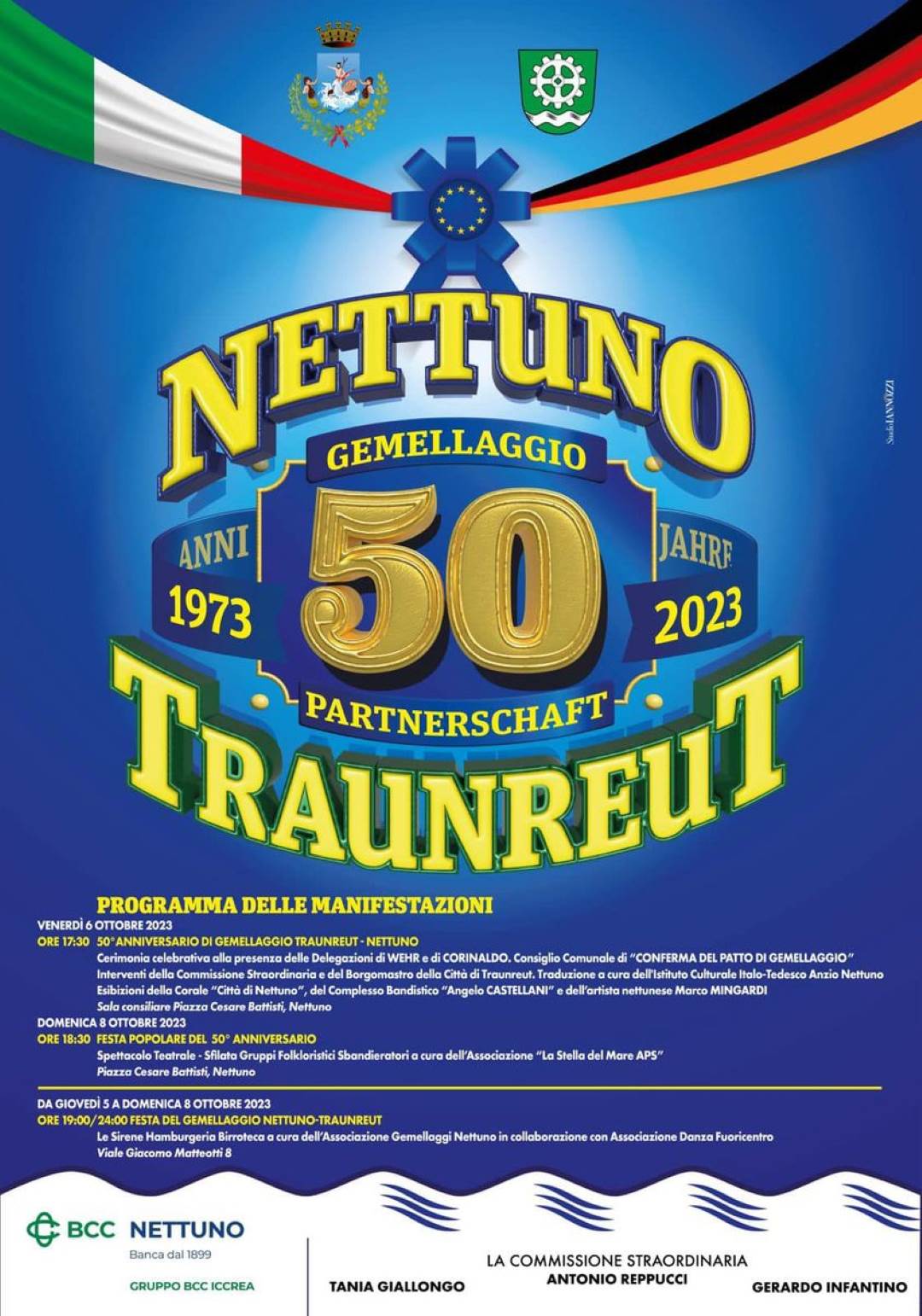 Nettuno e Traunreut festeggiano il 50esimo anniversario del gemellaggio