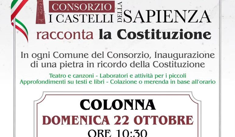 Colonna, inaugurazione delle pietre in onore della Costituzione