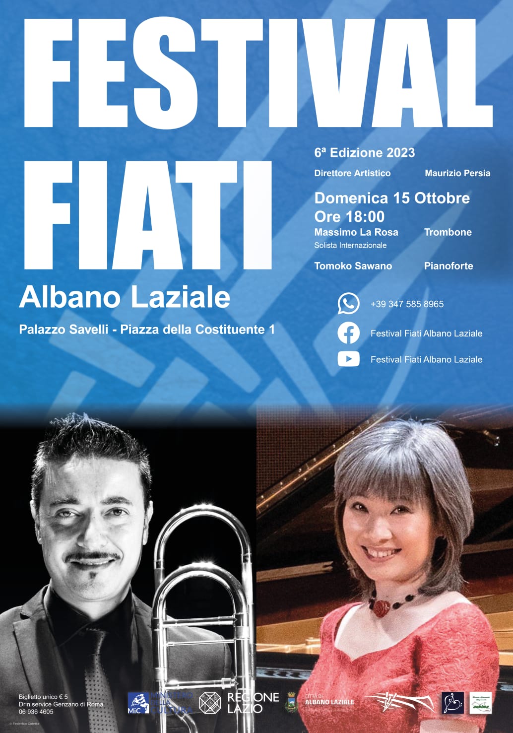 Festival Fiati Albano Laziale: concerto di Massimo La Rosa e Tomoko Sawano a Palazzo Savelli