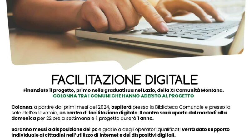 Colonna, nuovo centro di facilitazione digitale