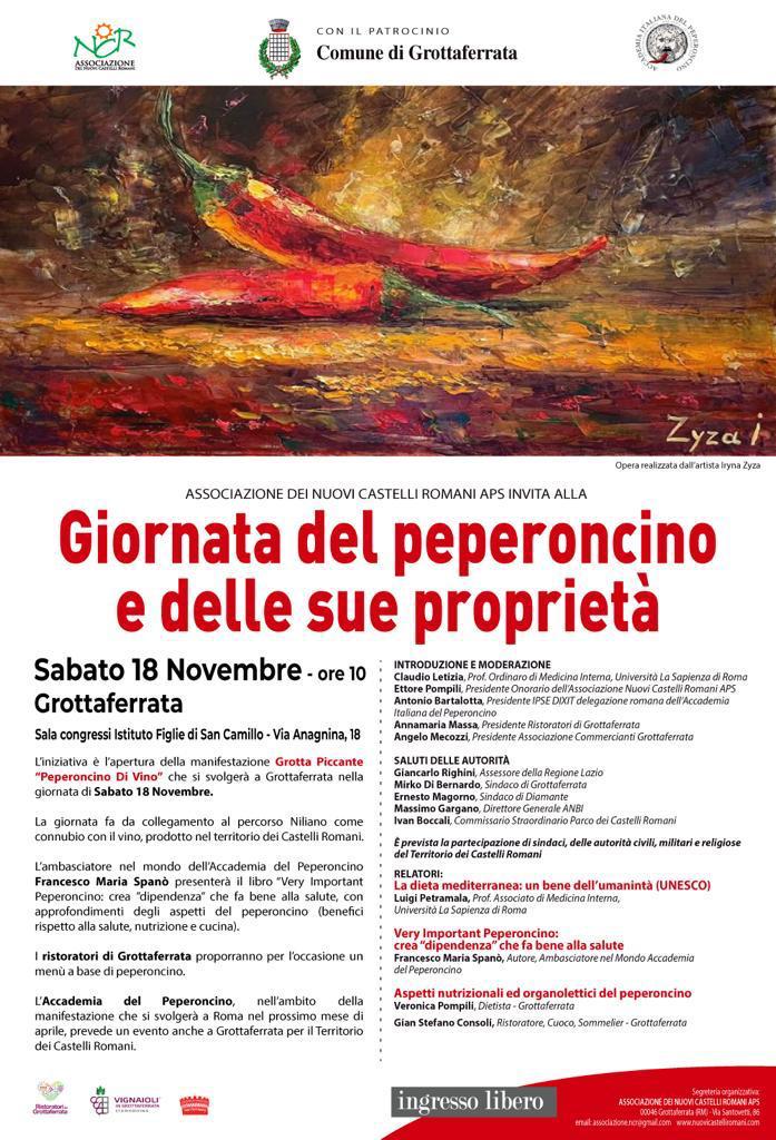 Grottaferrata, giornata del peperoncino e delle sue proprietà. Evento organizzato dall’Associazione dei Nuovi Castelli Romani