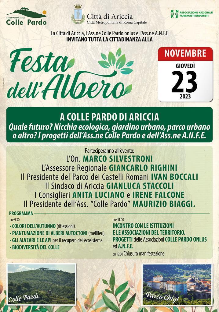 Ariccia, la Festa dell’Albero: appuntamento il 23 novembre a Colle Pardo