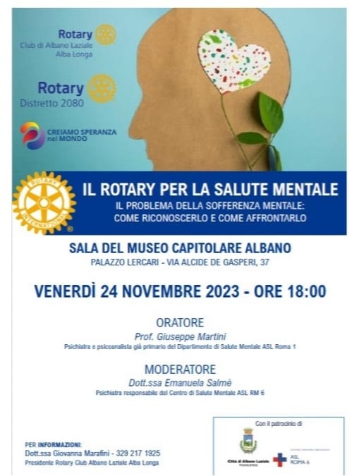 Albano Laziale, il Rotary Club Albalonga per la salute mentale