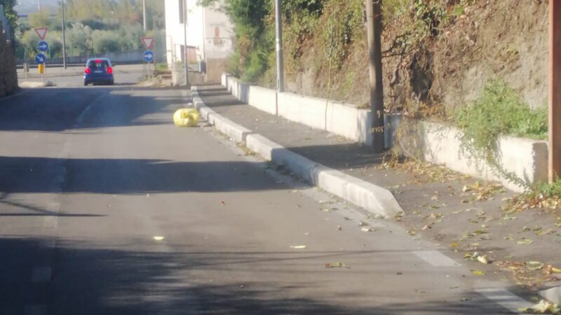 Ariccia, cittadini segnalano sacchi rifiuti in terra su via delle Cese