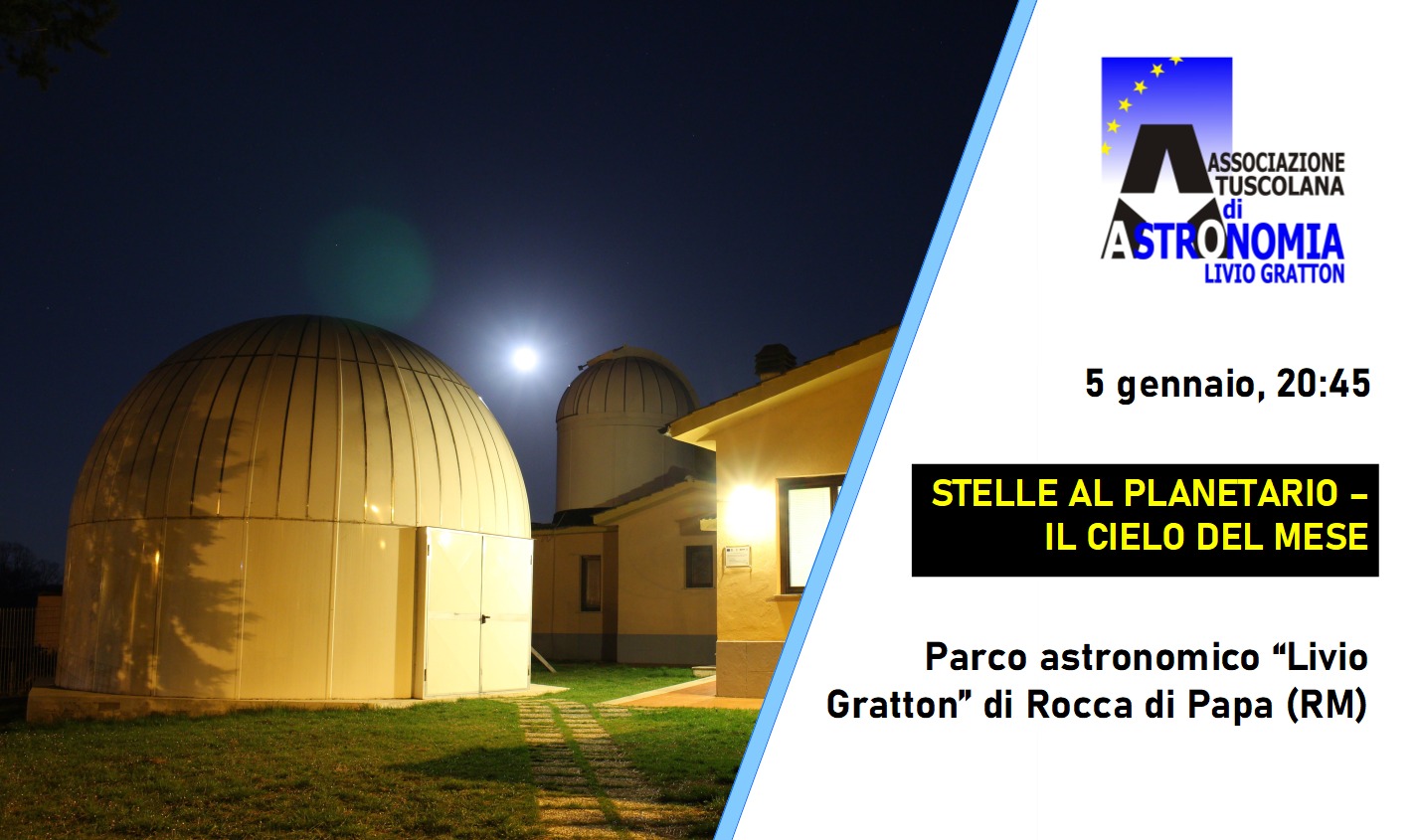 Rocca di Papa, AstroIncontro: Stelle al Planetario. Il cielo del mese