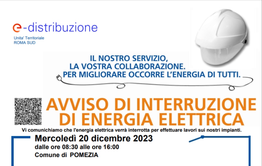 Pomezia, avviso urgente interruzione energia elettrica