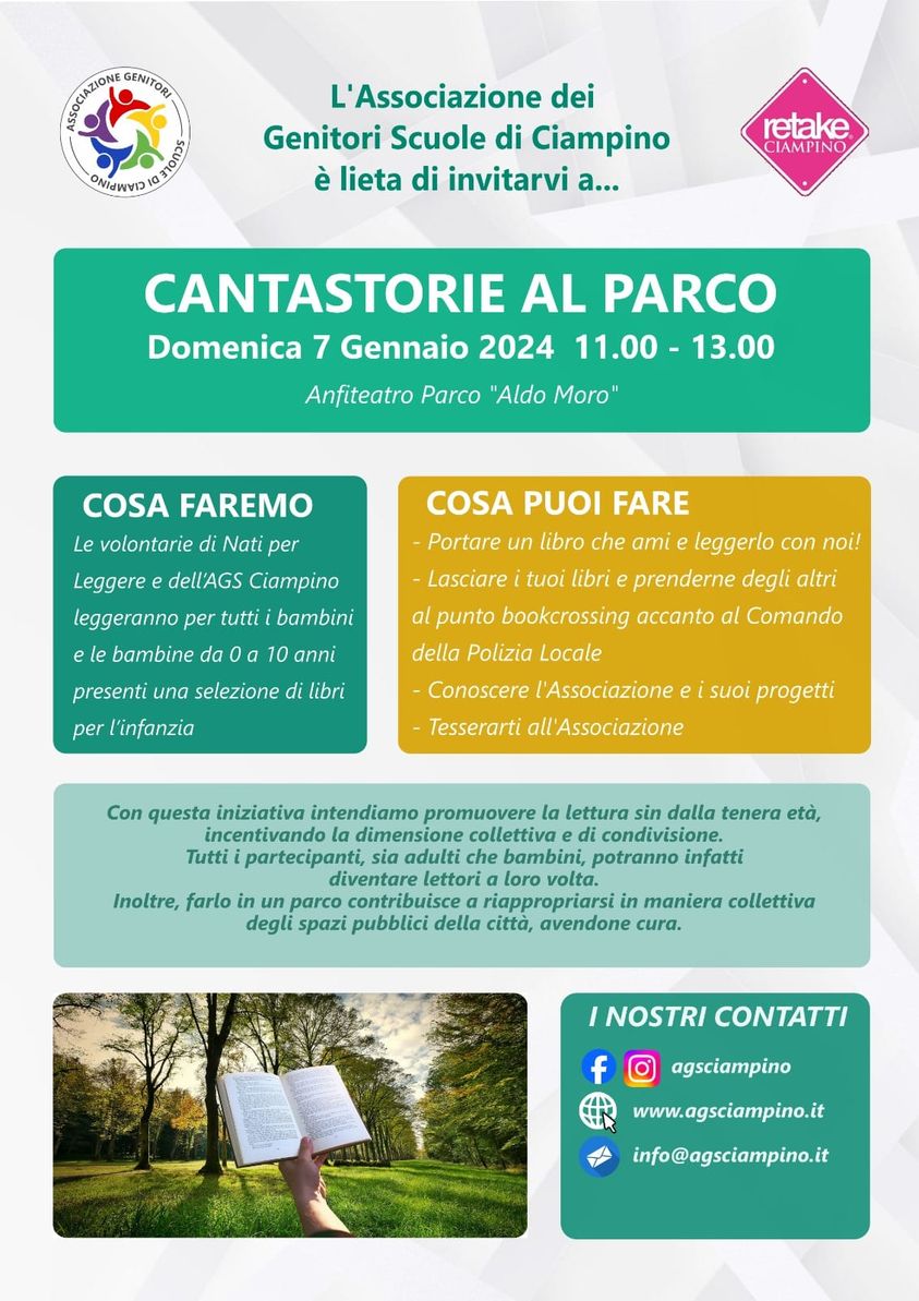 Ciampino, cantastorie al parco: primo appuntamento del 2024