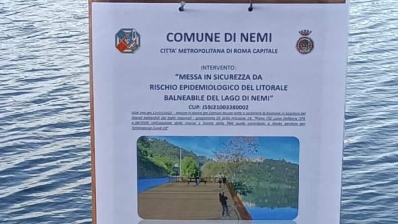 Nemi, la nota sui lavori alla spiaggetta del Lago, zona “La Fiocina”