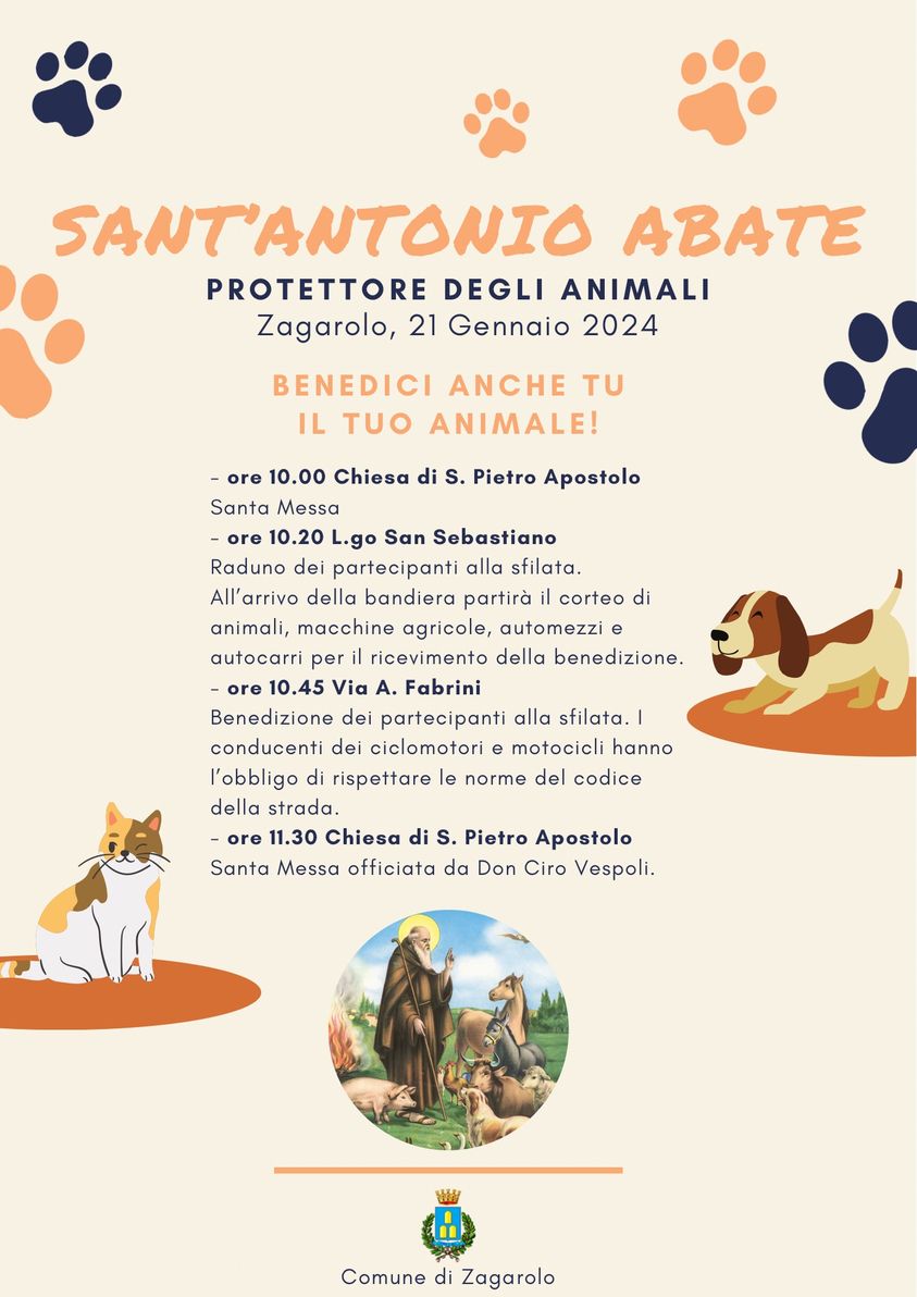 Zagarolo, domani 21 gennaio si chiude la settimana dedicata ai festeggiamenti di Sant’Antonio Abate