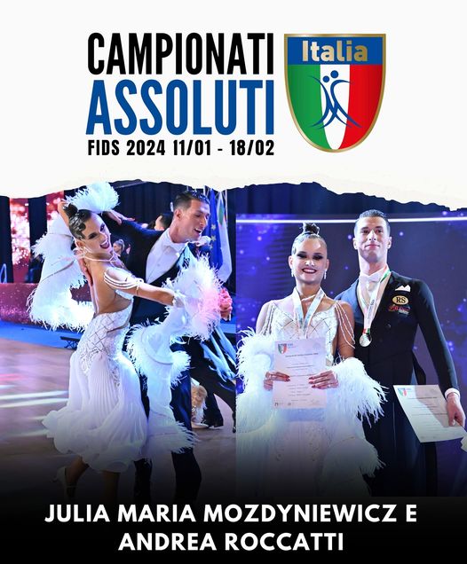 Rocca Priora, Campionati Assoluti di Danza Sportiva: Andrea Roccatti e Julia Maria Mozdyniewicz nuovi campioni assoluti delle Danze Standard