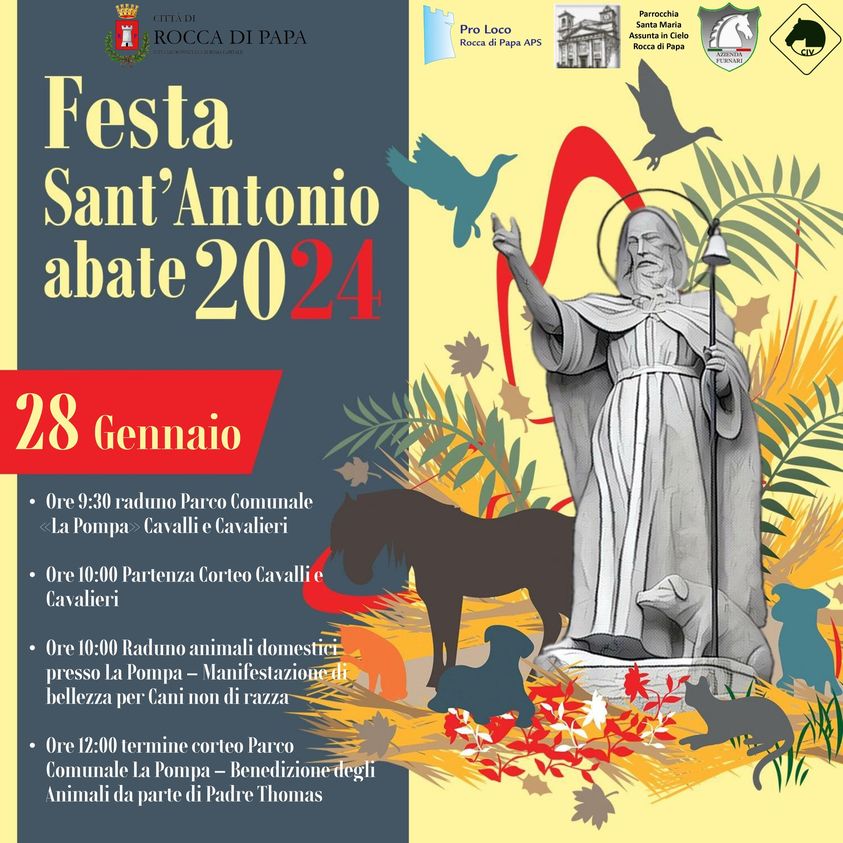 Rocca di Papa, 28 gennaio 2024: Festa in onore di Sant’Antonio Abate, protettore degli animali