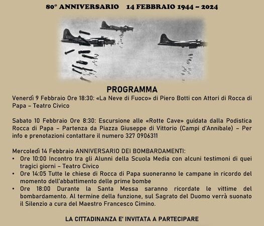 Rocca di Papa, 80° anniversario dei bombardamenti sulla cittadina dei Castelli Romani