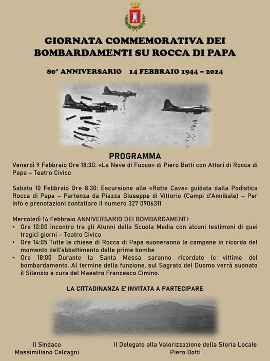 Rocca di Papa, 80° anniversario dei bombardamenti sulla cittadina dei Castelli Romani