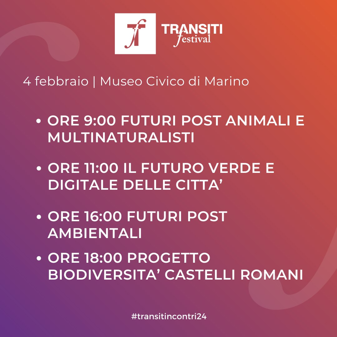 Marino, “Transiti incontri: il futuro dell’ecologia”, domenica 4 febbraio