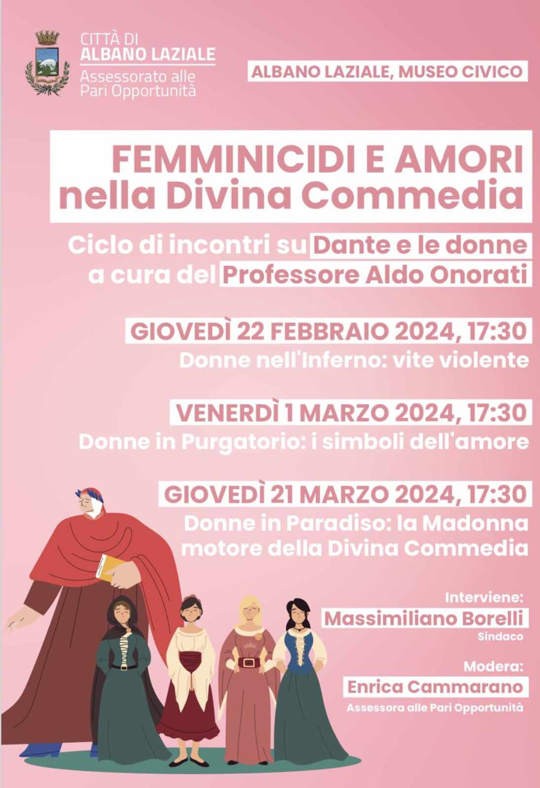 Albano Laziale, al Museo Civico “Dante e le donne”: oggi alle 17:30 il primo incontro