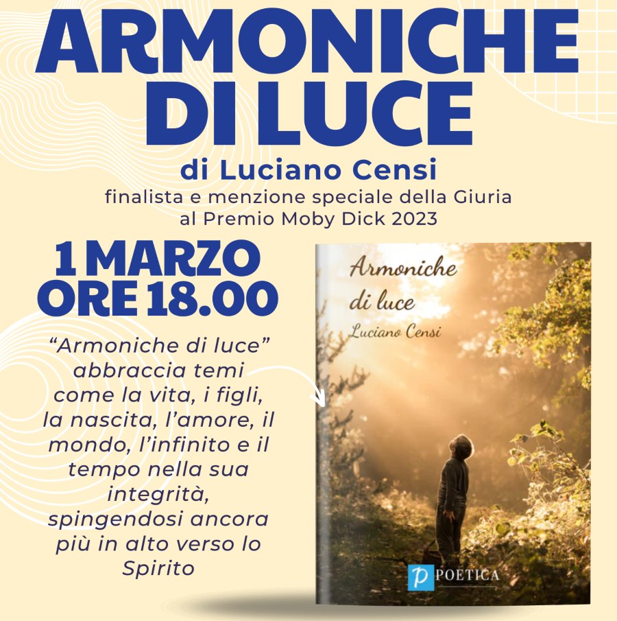 Marino, a Bibliopop Luciano Censi presenterà “Armoniche di luce”