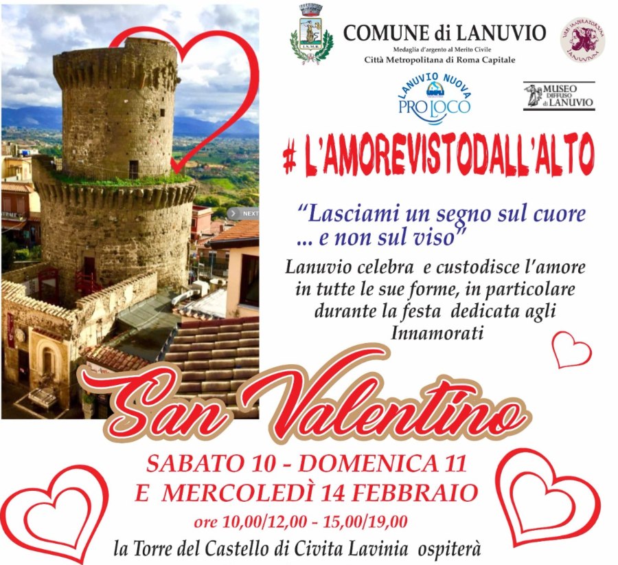 San Valentino a Lanuvio, la città in rosso festeggia l’amore sano