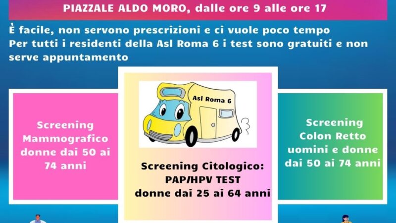 Ariccia, screening oncologici gratuiti con ASL Roma 6. Open day sabato 9 marzo in piazzale Aldo Moro