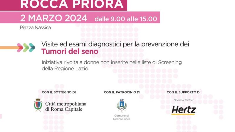 Rocca Priora, carovana della Prevenzione Komen: sabato 2 marzo presso Piazza Nassiriya