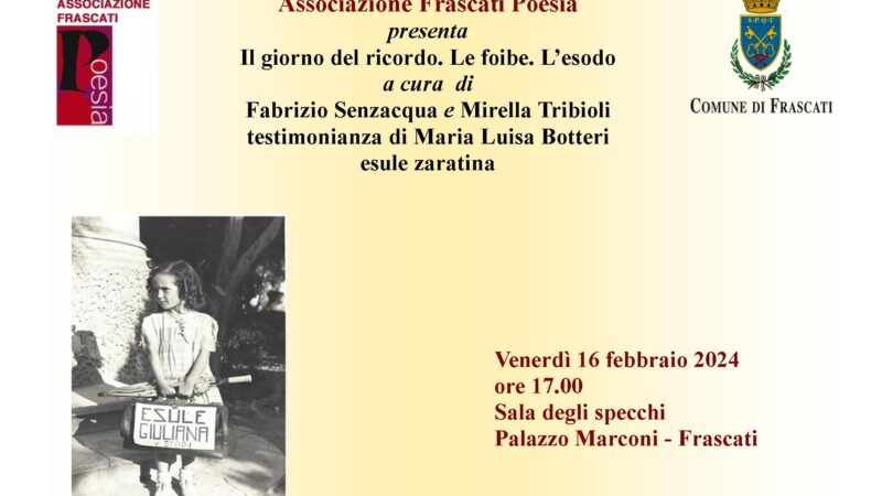 Frascati Poesia, evento per il giorno del ricordo