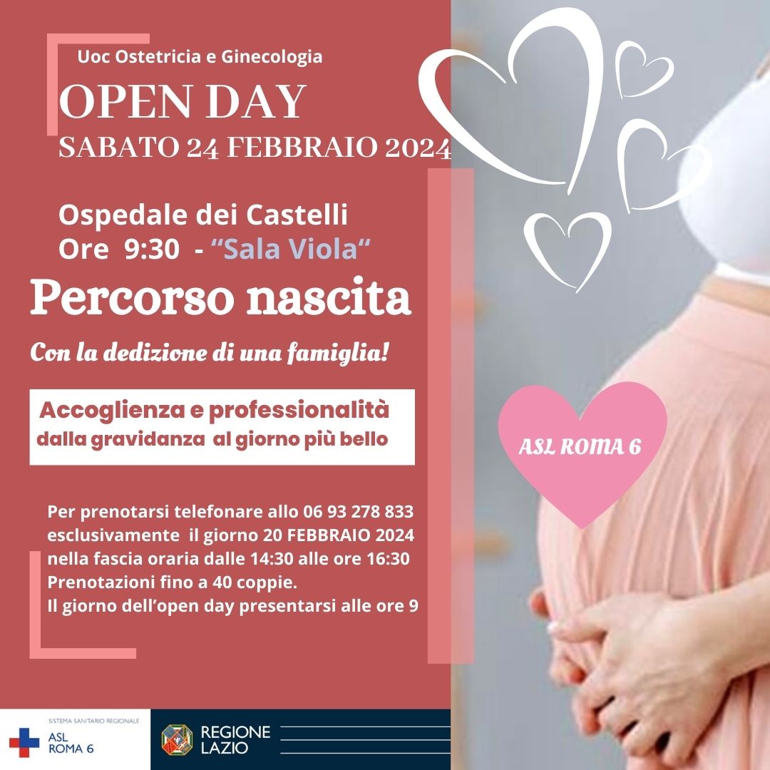 Ariccia, Ospedale dei Castelli percorso nascita. Open Day di sabato 24 febbraio 2024, le prenotazioni fissate per il 20 febbraio