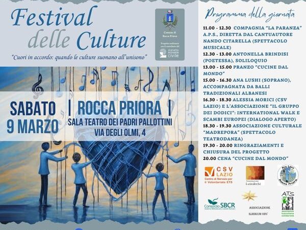 Rocca Priora, Festival delle Culture: iniziativa organizzata nell’ambito del progetto “La Felicità Collettiva”