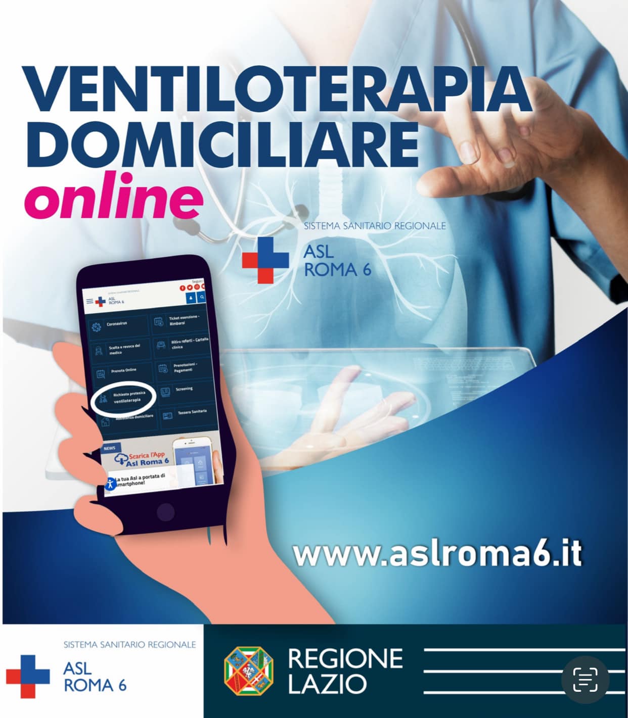 ASL Roma 6, nuovo servizio digitalizzato di ventiloterapia domiciliare