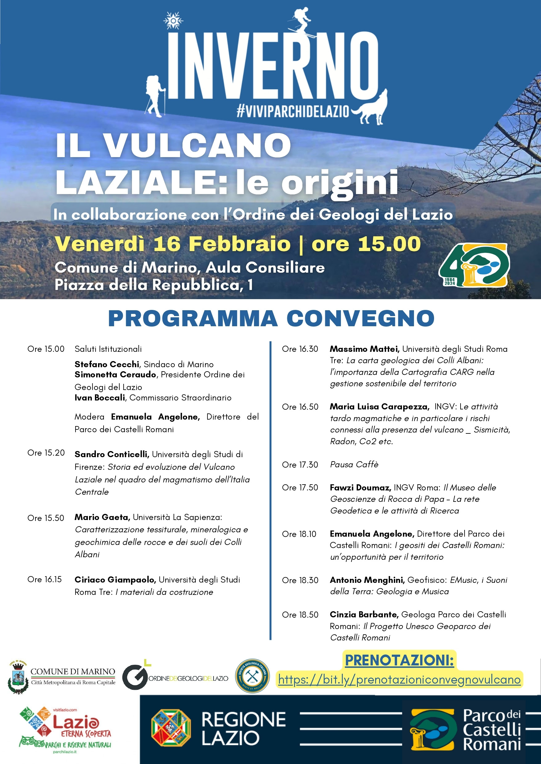 Marino, “Il Vulcano Laziale: le origini”. Convegno organizzato dal Parco dei Castelli Romani