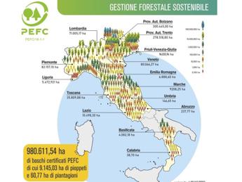 Foreste certificate, un milione di ettari targati Pefc