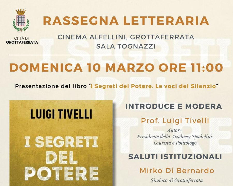 Grottaferrata, al Cinema AlFellini la presentazione del libro di Tivelli