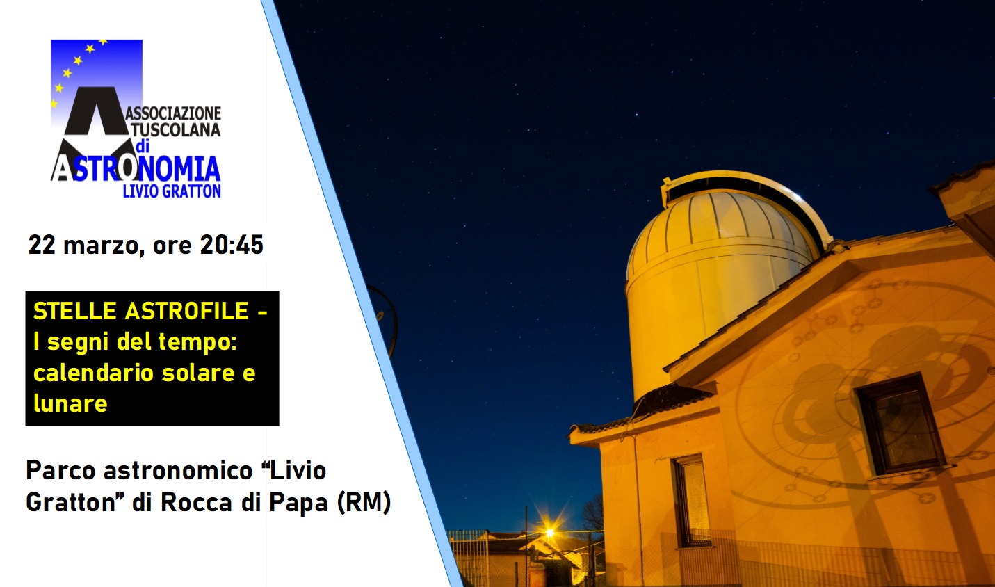 Rocca di Papa, AstroIncontro “I segni del tempo: calendario solare e lunare”