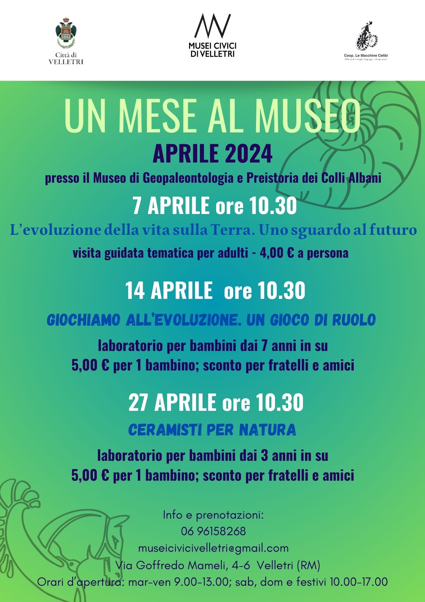 Musei Civici di Velletri, il programma di aprile 2024