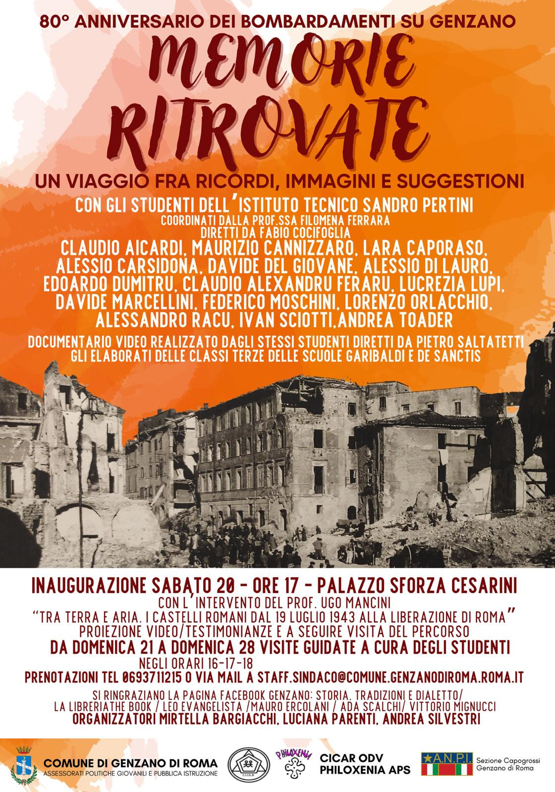 Genzano, da sabato 20 a domenica 28 aprile la mostra-evento “Memorie Ritrovate”